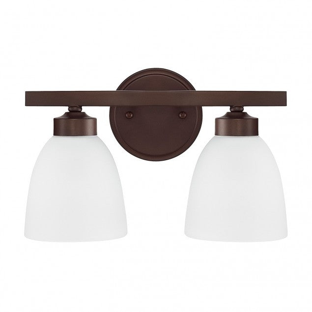 Jameson 2 Light Vanity in Bronze with White Shades by Capital Lighting 114321BZ-333