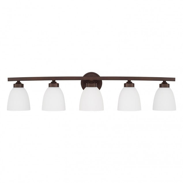Jameson 5 Light Vanity in Bronze with White Shades by Capital Lighting 114351BZ-333