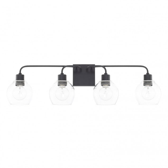 Tanner 4 Light Vanity Light by Capital Lighting with clear glass globe shades 120041MB-426