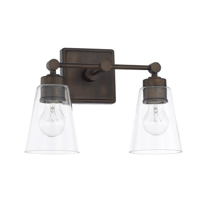 2 Light Enright Vanity in Olde Bronze with clear cone shaped glass shades by Capital Lighting 121821OB-432