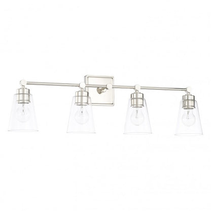 Enright 4 Light Vanity in Polished Nickel with Clear Cone Glass Shades by Capital Lighting 121841PN-432