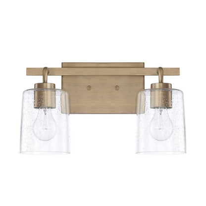 Greyson 2 Light Vanity in Aged Brass with Clear Seeded Glass Shades by Capital Lighting 128521AD-449