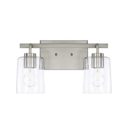 Greyson 2 Light Vanity in Brushed Nickel with Clear Seeded Glass Shades by Capital Lighting 128521BN-449