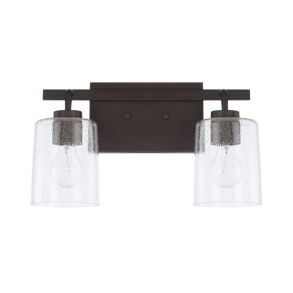 Greyson 2 Light Vanity in Bronze with Clear Seeded Glass Shades by Capital Lighting 128521BZ-449
