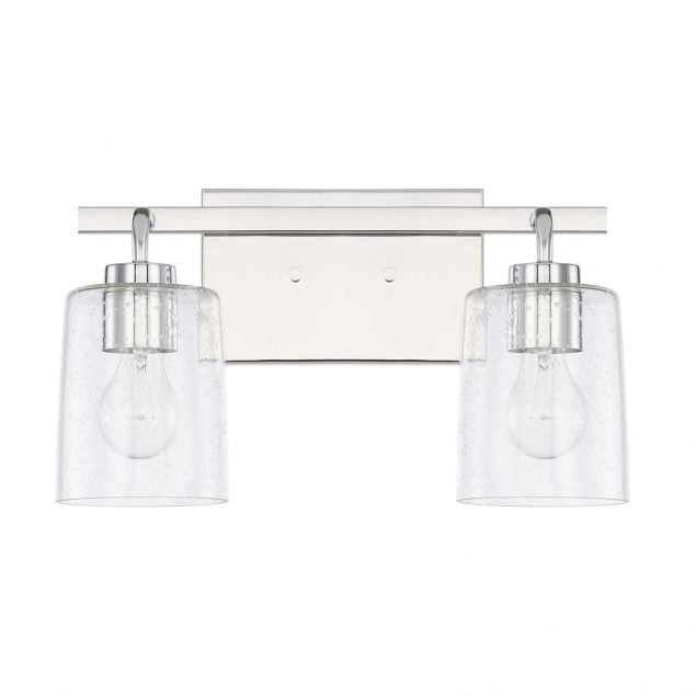 Greyson 2 Light Vanity in Chrome with Clear Seeded Glass Shades by Capital Lighting 128521CH-449
