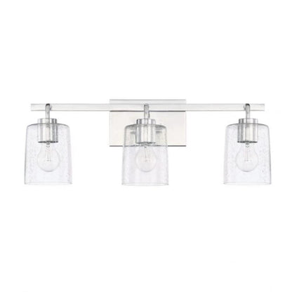 Greyson 3 Light Vanity in Chrome with Clear Seeded Glass Shades by Capital Lighting 128531CH-449