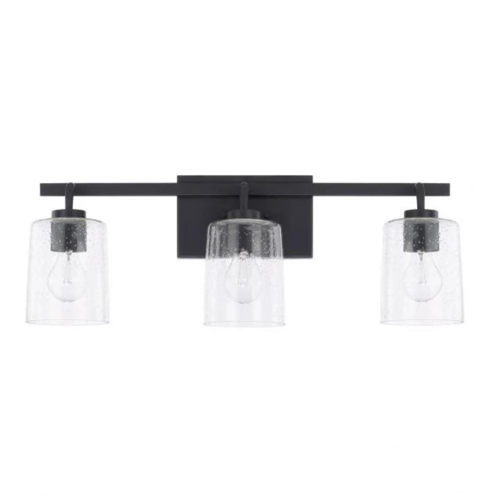 Greyson 3 Light Vanity in Bronze with Clear Seeded Glass Shades by Capital Lighting 128531BZ-449