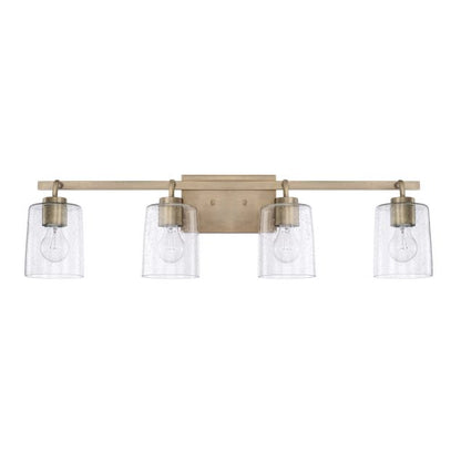 Greyson 4 Light Vanity in Aged Brass with Clear Seeded Glass Shades by Capital Lighting 128541AD-449