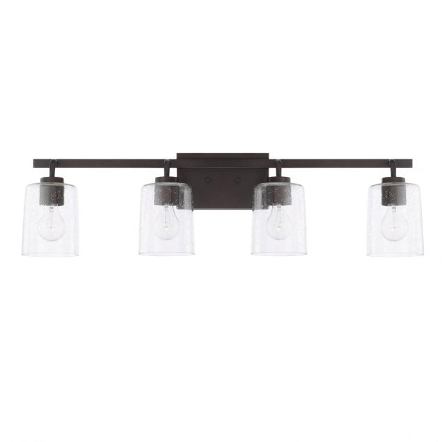 Greyson 4 Light Vanity in Bronze with Clear Seeded Glass Shades by Capital Lighting 128541BZ-449