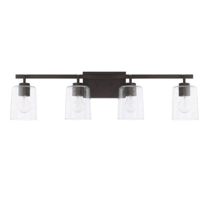 Greyson 4 Light Vanity in Bronze with Clear Seeded Glass Shades by Capital Lighting 128541BZ-449