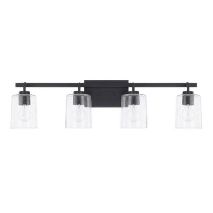Greyson 4 Light Vanity in Matte Black with Clear Seeded Glass Shades by Capital Lighting 128541MB-449
