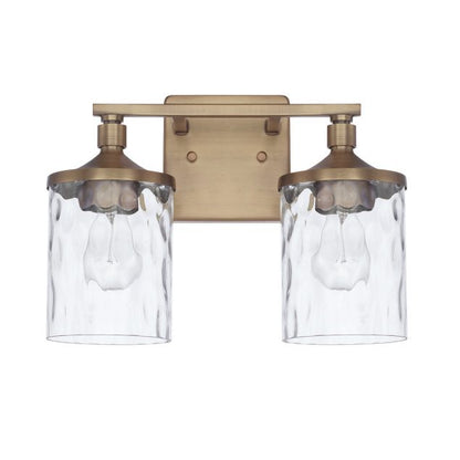 Colton 2 Light Vanity in Aged Brass with Clear Glass Water Shades by Capital Lighting 128821AD-451