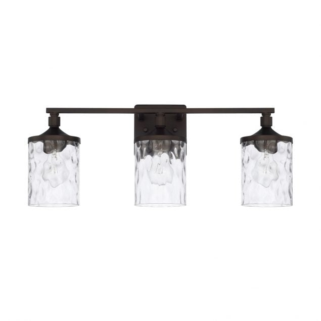 Colton 3 Light Vanity in Bronze with Clear Water Glass Shades by Capital Lighting 128831BZ-451