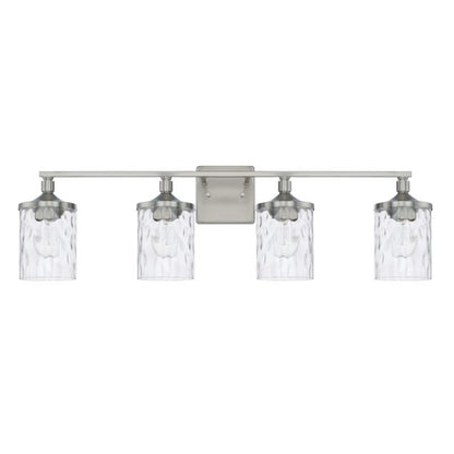 Colton 4 Light Vanity in Brushed Nickel with Clear Water Glass Shades by Capital Lighting 128841BN-451