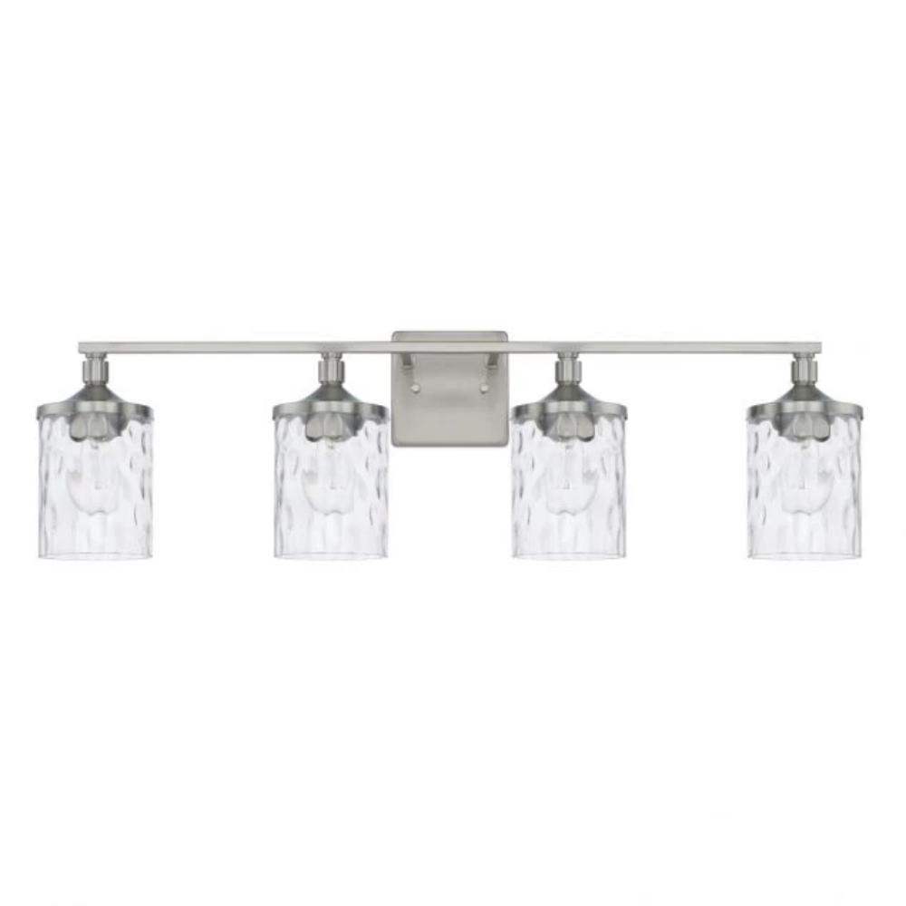 Colton 4 Light Vanity in Brushed Nickel with Clear Water Glass Shades by Capital Lighting 128841BN-451