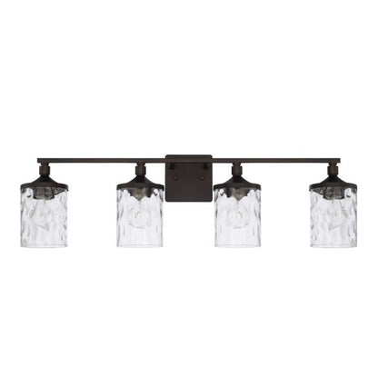 Colton 4 Light Vanity in Bronze with Clear Water Glass Shades by Capital Lighting 128841BZ-451
