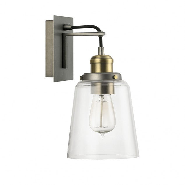 Capital Lighting Industrial Glass Sconce in Aged Brass and Graphite with Black Cord 3711GA-135