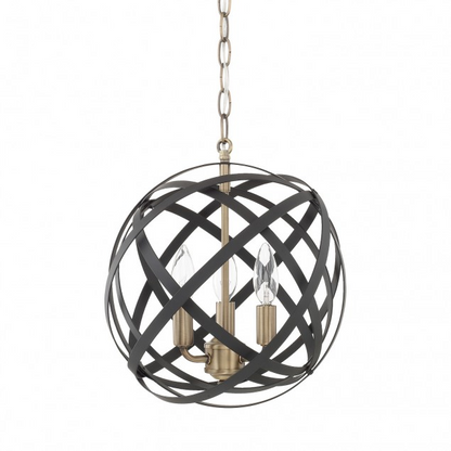 Axis 3 Light Orb Chandelier in Black and Brass by Capital Lighting 4233AB
