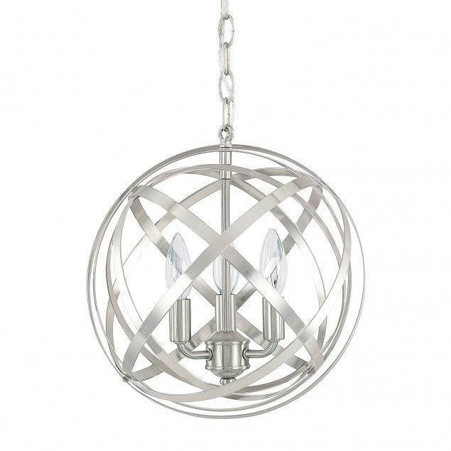 Axis 3 Light Orb Chandelier in Brushed Nickel by Capital Lighting 4233BN