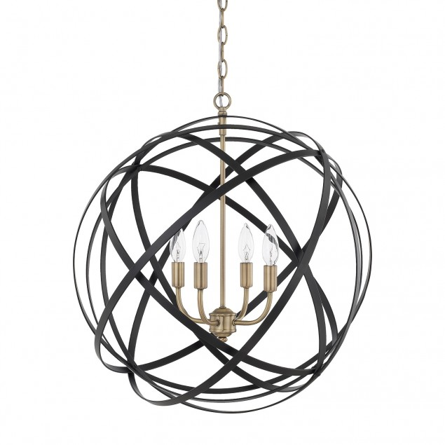 Axis 4 Light Orb Chandelier in Black and Brass Lighting 4234AB