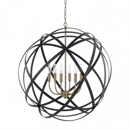 Axis 6 Light Orb Chandelier in Black and Brass by Capital Lighting 4236AB