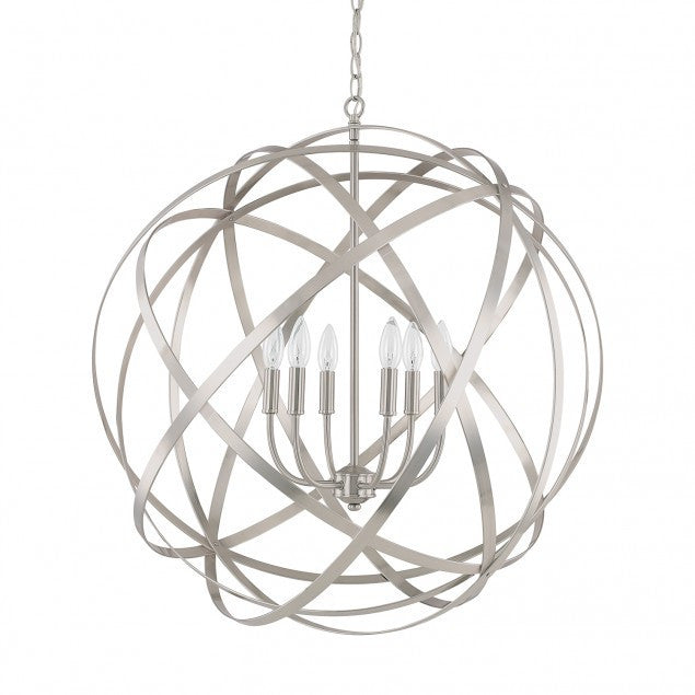 Axis 6 Light Orb Chandelier in Brushed Nickel by Capital Lighting 4234BN