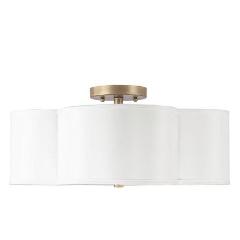 Capital Lighting 4 Light Large Quinn Ceiling Mount Light with White Scalloped shade 4453BG-561