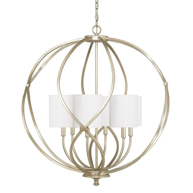 6 Light Bailey Orb Pendant in Winter Gold with White Fabric Shades by Capital Lighting 4720WG-565
