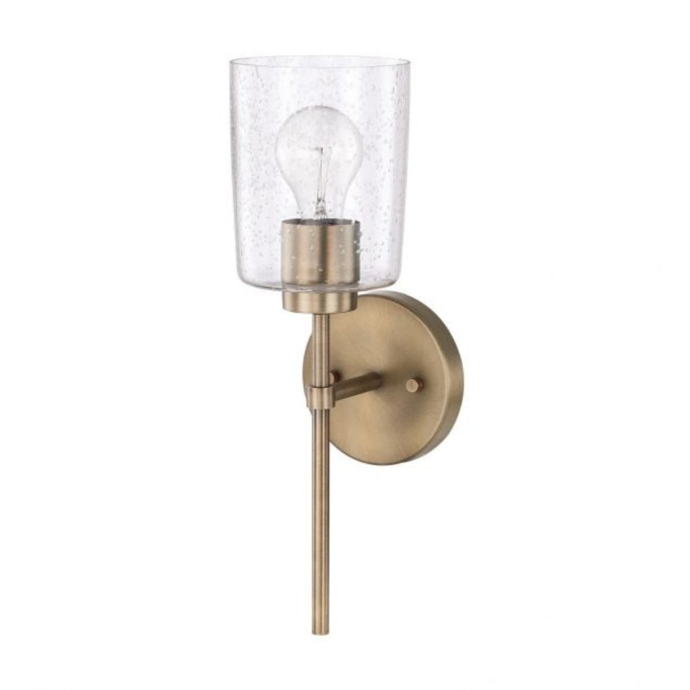 Greyson 1 Light Sconce in Aged Brass with Clear Seeded Glass Shade by Capital Lighting 628511AD-449