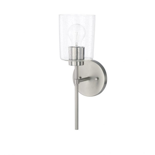 Greyson 1 Light Sconce in Brushed Nickel with Clear Seeded Glass by Capital Lighting 628511BN-449