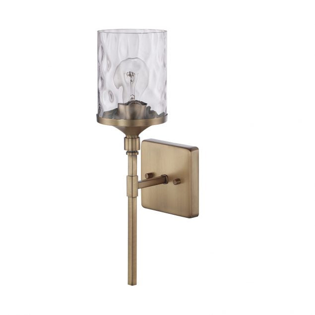 Colton 1 Light Sconce in Aged Brass with Clear Water Glass Shade by Capital Lighting 628811AD-451