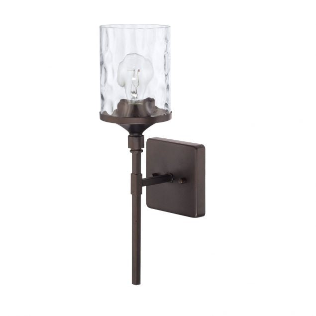 Colton 1 Light Sconce in Bronze with Clear Glass Water Shade by Capital Lighting 628811BZ-451