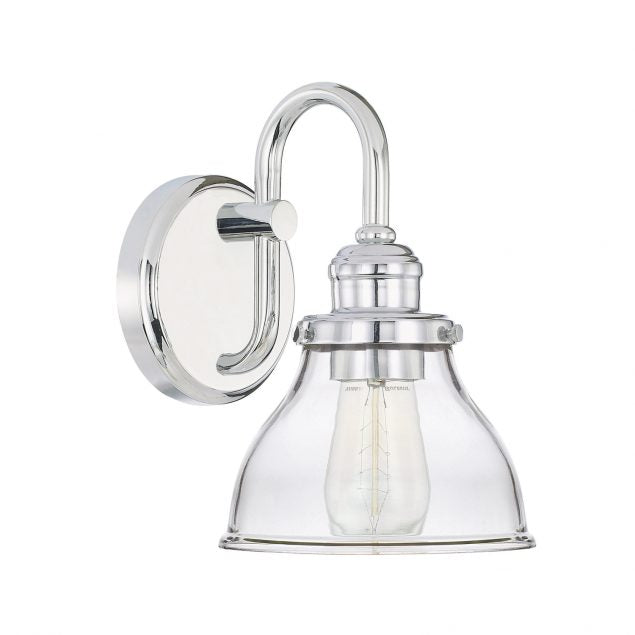 Baxter Bath Light, 1-Light Vanity, Chrome, Clear Glass