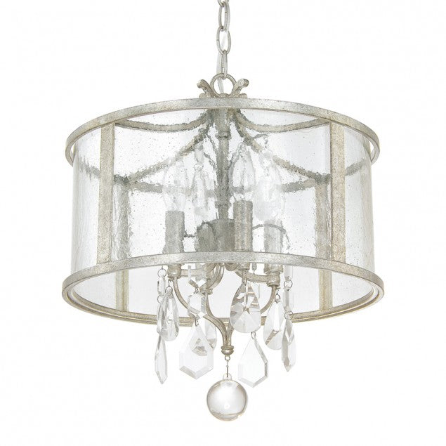 Capital Lighting Blakely Lantern Ceiling Mount with Crystals in Antique Silver 9481AS-CR