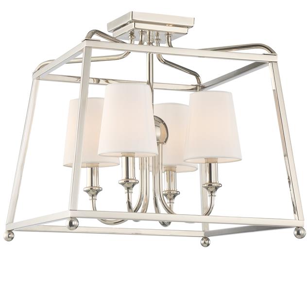 Sylvan 4 Light Ceiling Mount in Polished Nickel  with Shades by Crystorama 2243-PN