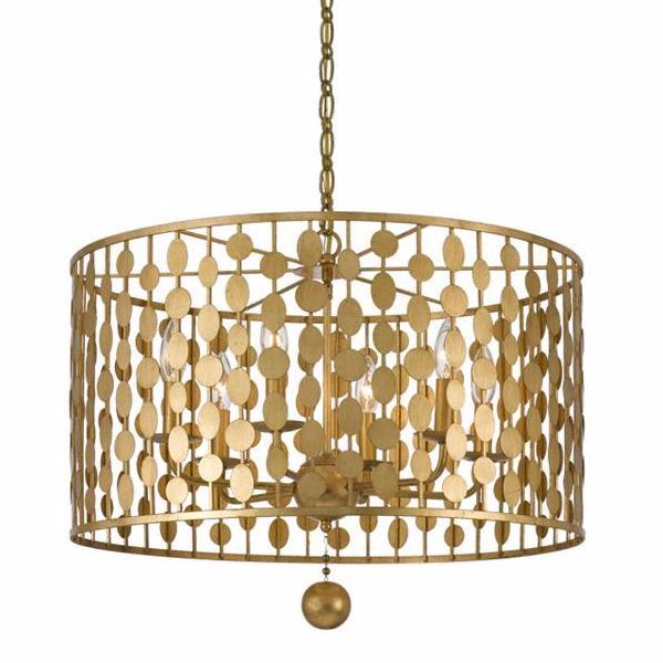 6 Light Layla Chandelier in Antique Gold by Crystorama 546-GA
