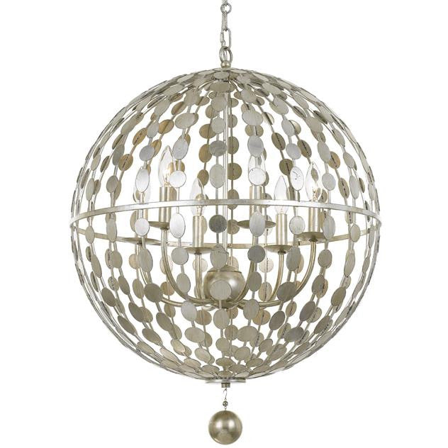 6 Light Layla Orb Chandelier in Antique Silver by Crystorama 547-SA