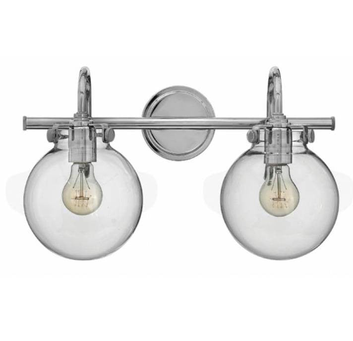 Congress 2 Light Globe Vanity in Chrome with Clear Glass Shades by Hinkley Lighting 50024CM