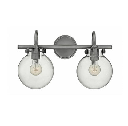 Congress 2 Light Globe Vanity in Antique Nickel with Clear Glass Shades by Hinkley Lighting 50024AN