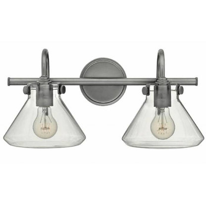 Congress 2 Light Retro Vanity in Antique Nickel with Clear Glass Shades by Hinkley Lighting 50026AN