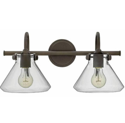 Congress 2 Light Retro Vanity in Oil Rubbed Bronze with Clear Glass Shades by Hinkley Lighting 50026OZ