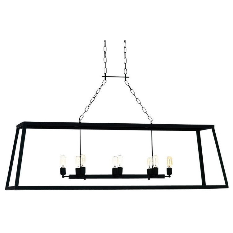 Ella Home Matte Antique Black Open Cage Vegas Linear Chandelier CH54