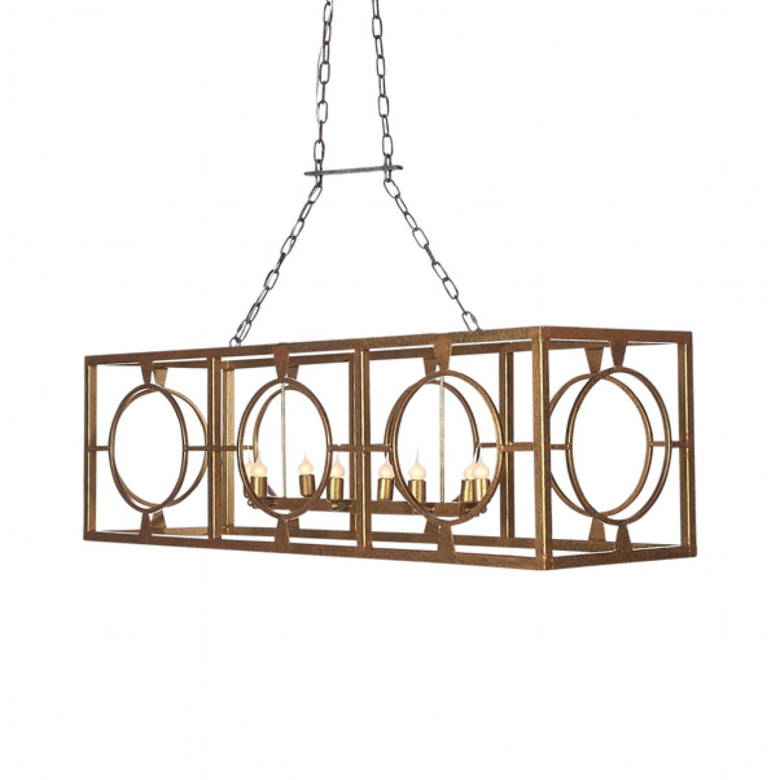 Ella Home Gilded Gold Open Cage Hampshire Linear Chandelier CH59 