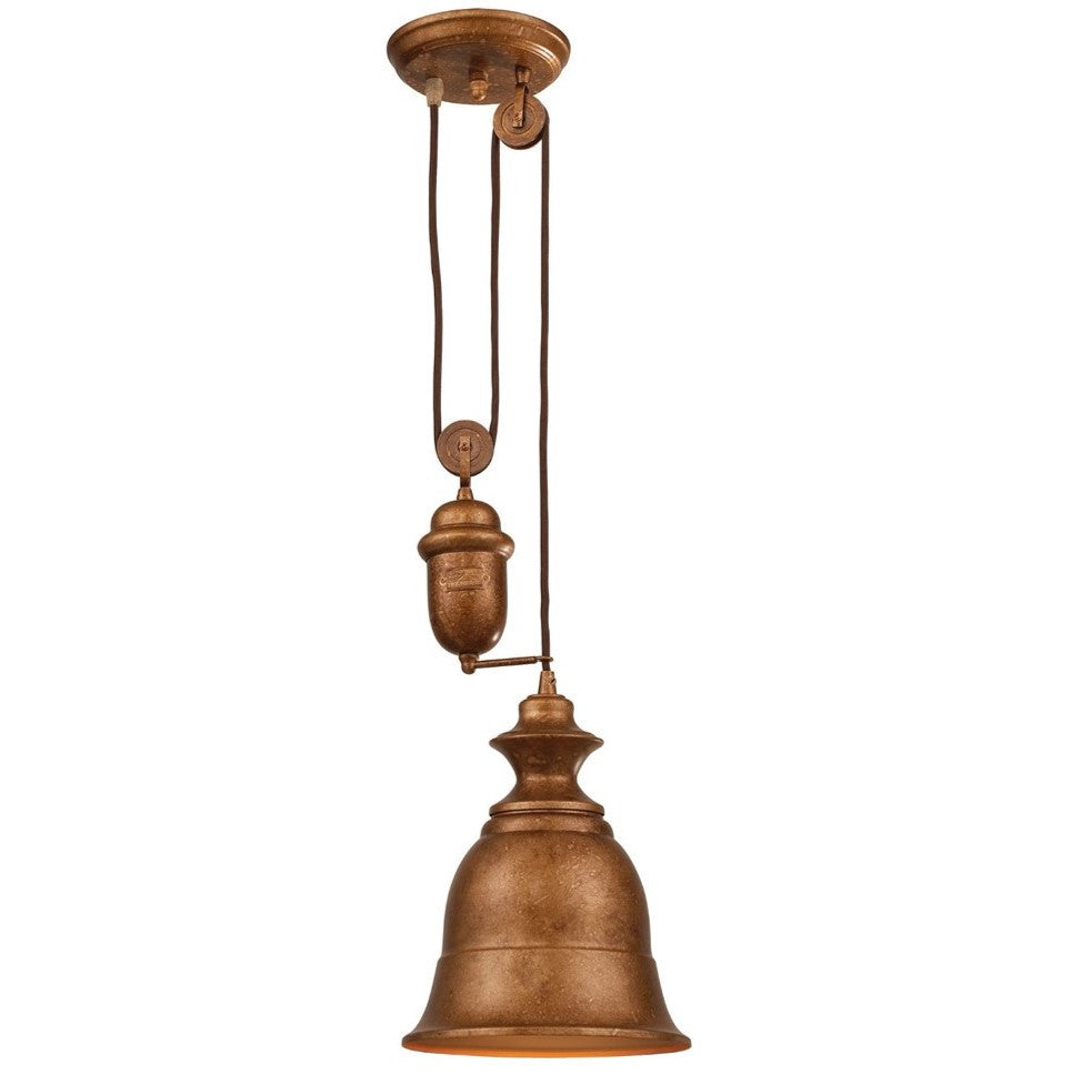 Farmhouse Bell Pulley Pendant by Elk Lighting in Bellwether Copper 65060-1