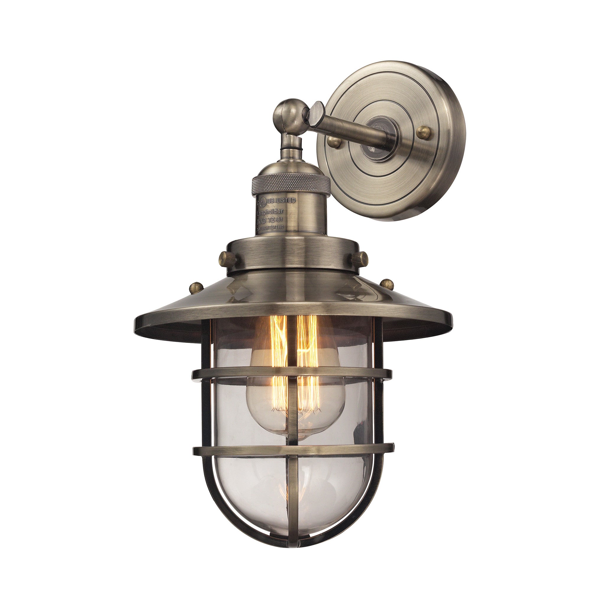 Seaport 1 Light Wall Sconce in Antique Brass by Elk Lighting 66376-1