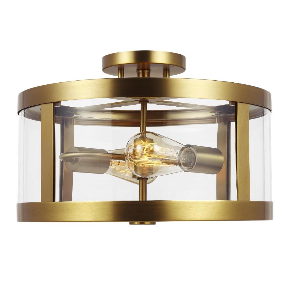 Harrow Ceiling Mount, 2-Light Semi-Flush Mount, Burnished Brass