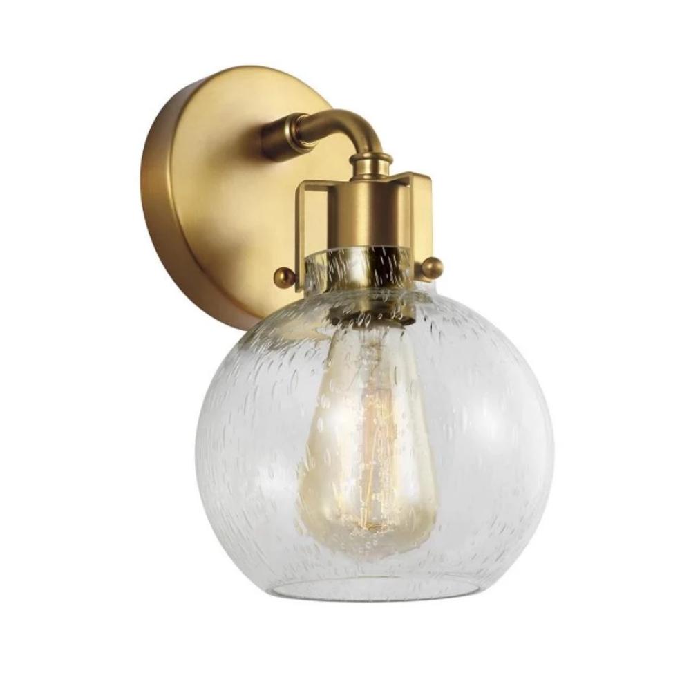 Clara Sconce, 1-Light Wall Sconce, Burnished Brass, Clear Seeded Glass