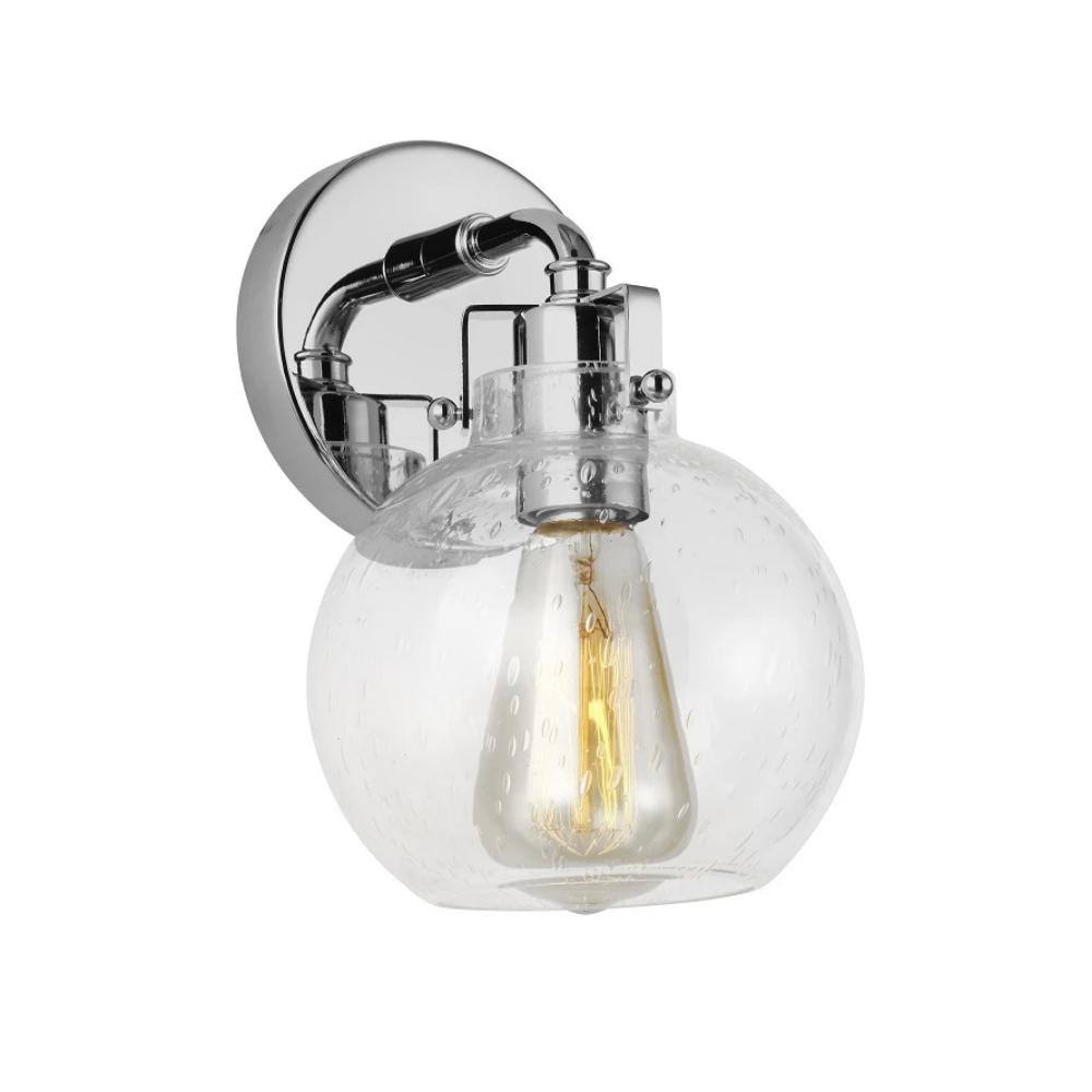 Clara Sconce, 1-Light Wall Sconce, Chrome, Clear Seeded Glass