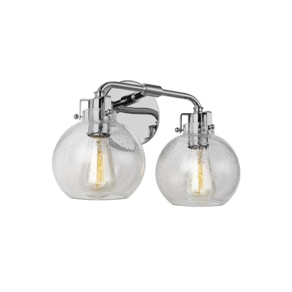 Clara Vanity, 2-Light Vanity, Chrome, Clear Seeded Glass