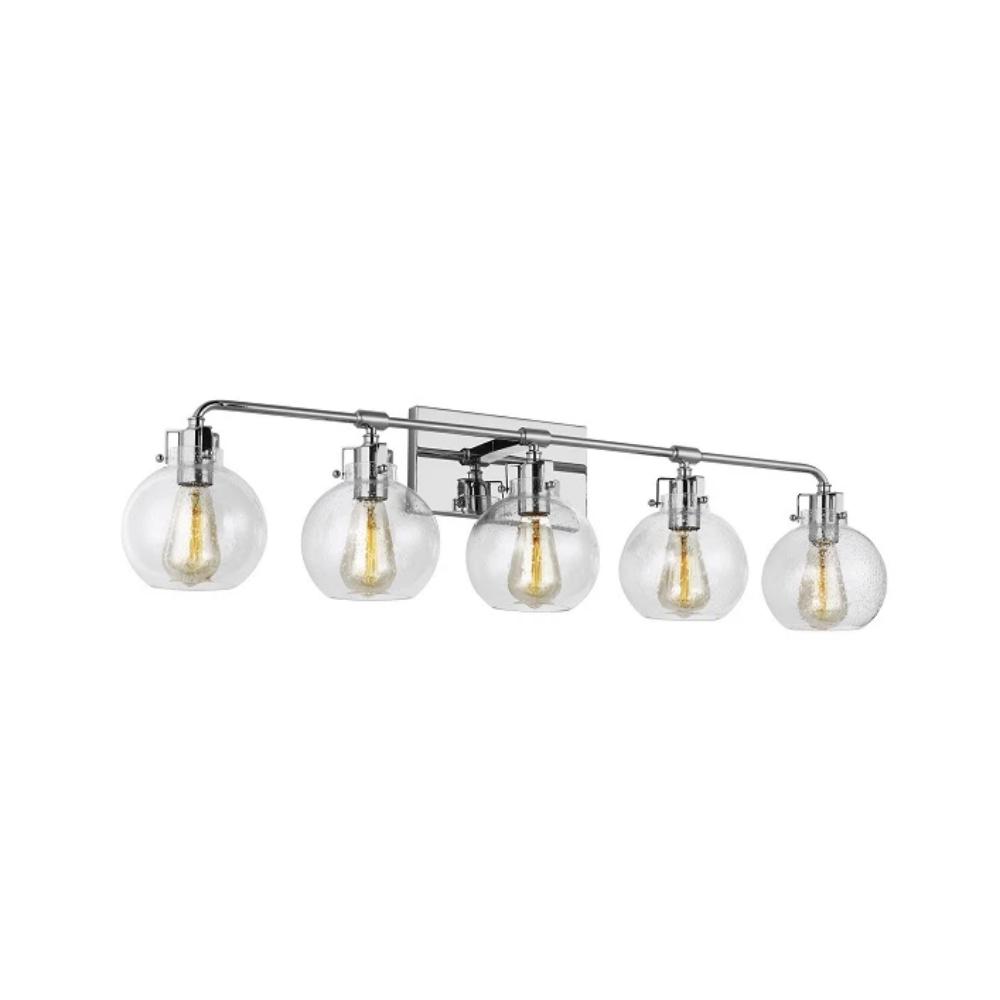 Clara Vanity, 5-Light Vanity, Chrome, Clear Seeded Glass